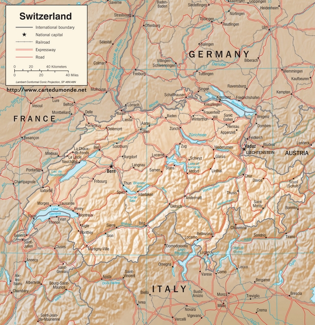 Mapa Suiza