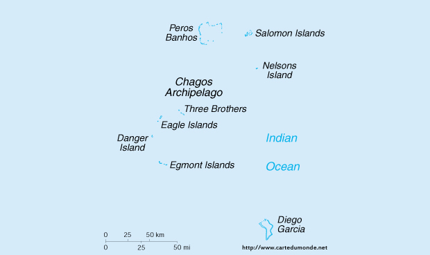 Mapa Territorio Británico del Océano Índico