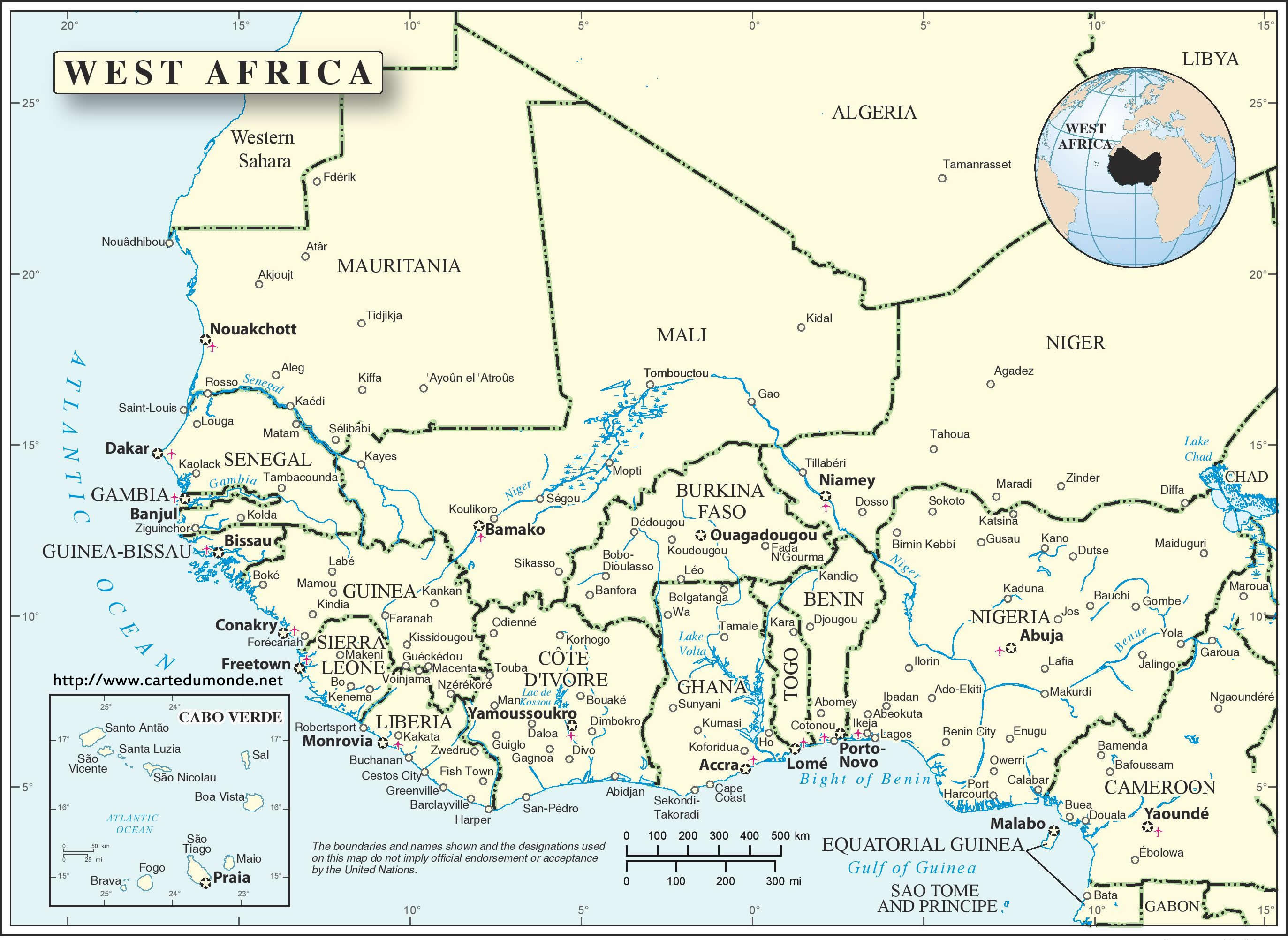 Grande Carte Afrique De L ouest Continent Grande Carte Afrique De L ouest Continent