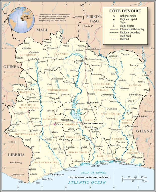 Carte Côte d'Ivoire