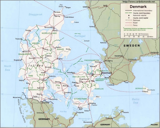 Carte Danemark