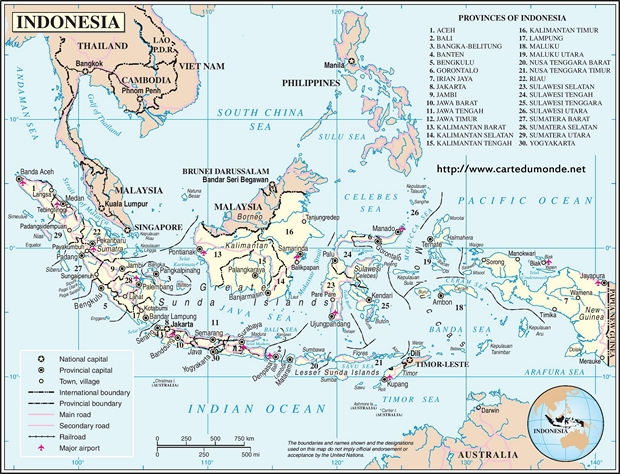 Carte Indonésie