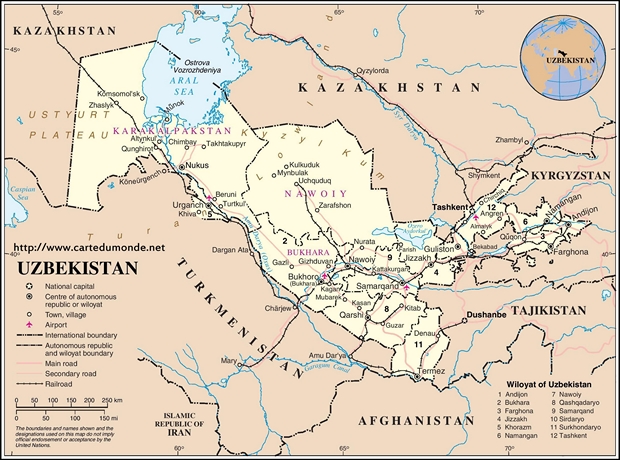 Carte Ouzbékistan
