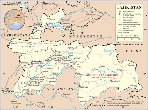 Carte Tadjikistan