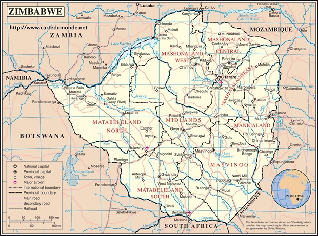 Carte Zimbabwe